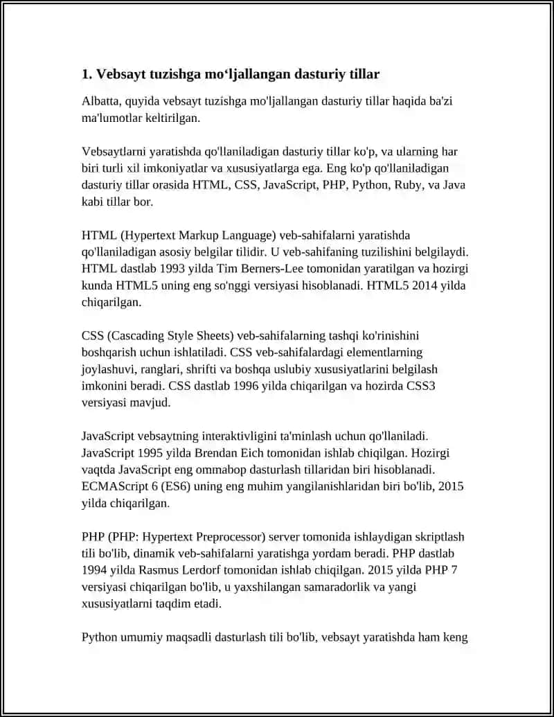 WEB SAYTLAR YARATISHGA YONALTIRILGAN DASTURIY TAMINOTLAR 3