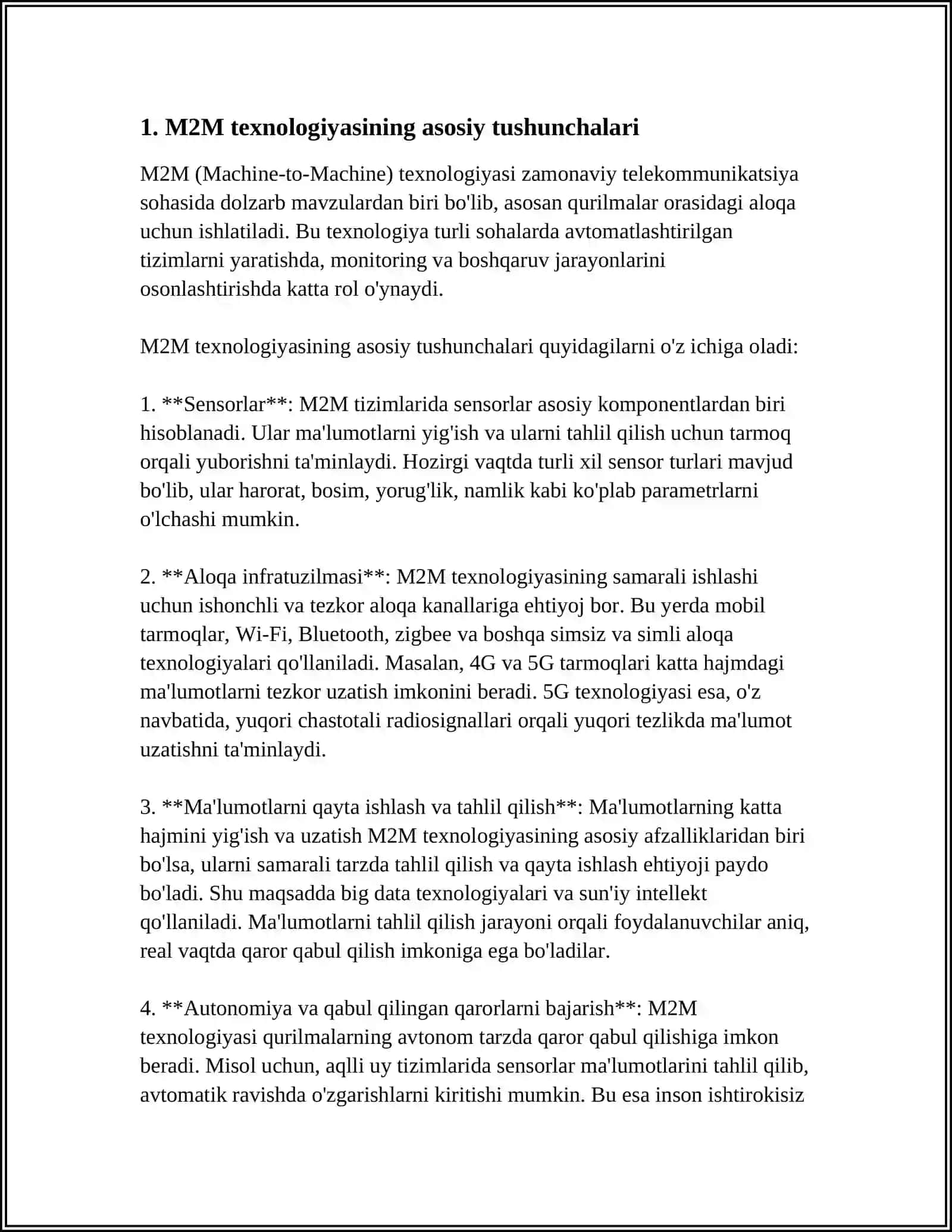 M2M TEXNOLOGIYASI- INTERNET ASHYOLARI ASOSI SIFATIDA 3