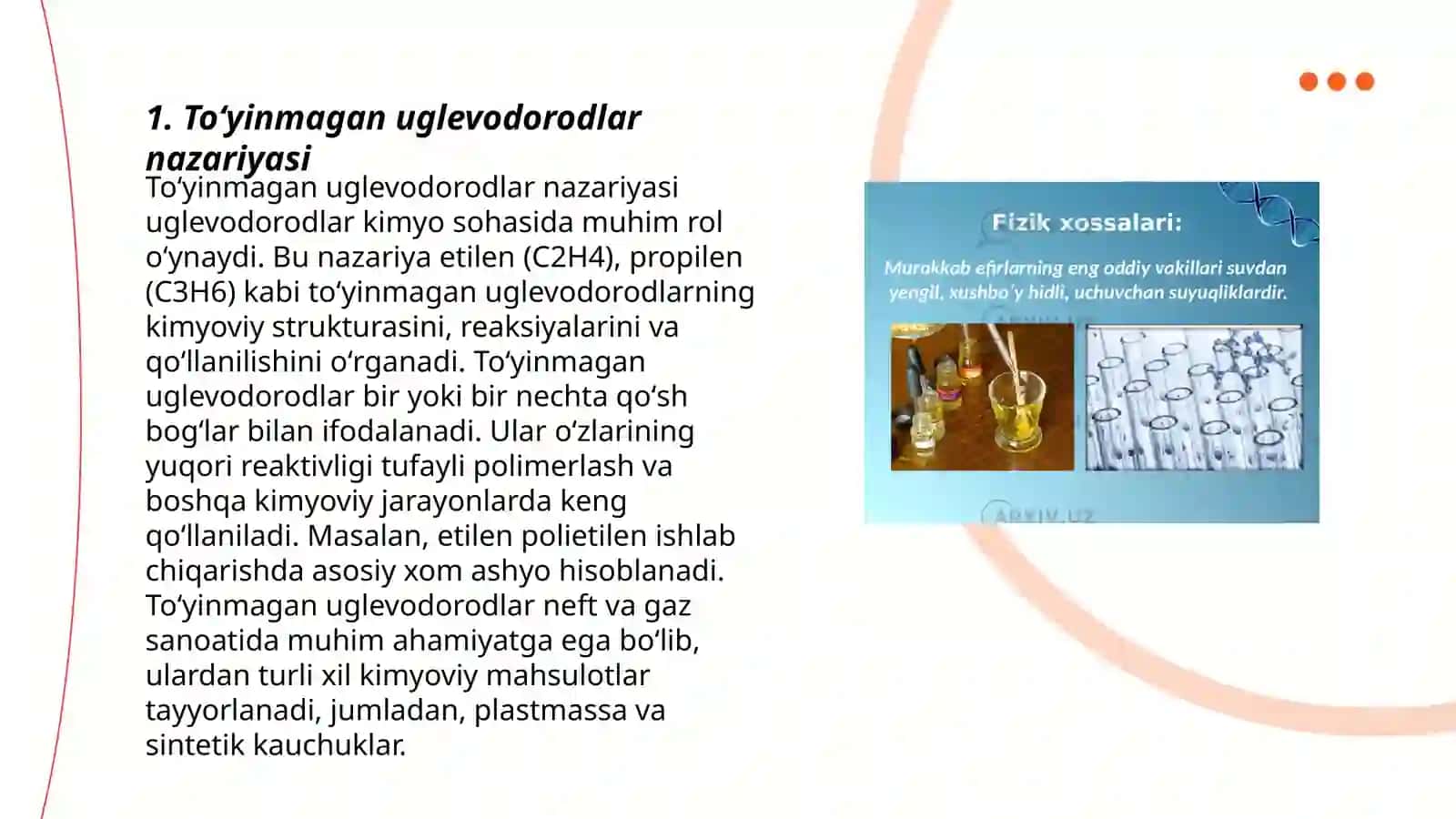 Toʻyinmagan uglevadarodlarning olinish va xossalari 3