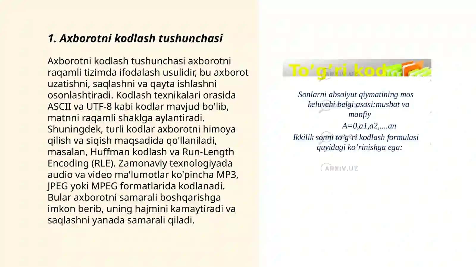 Axborotni kodlash turlari 3