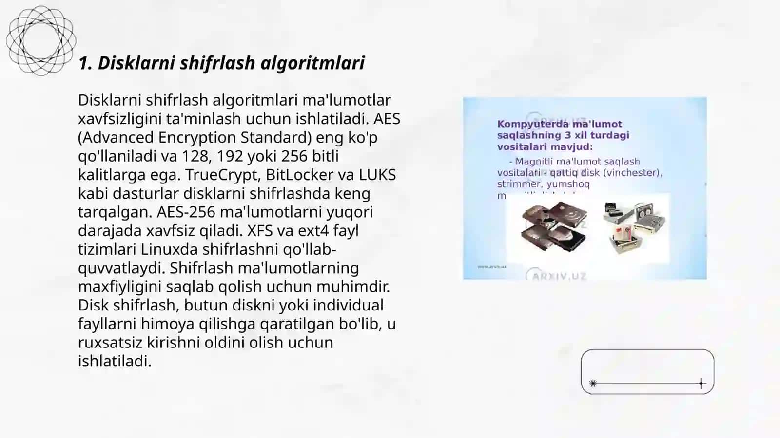 Disklarni va fayllarni shifrlash. Ma’lumotlarni xavfsiz o‘chirish usullari 3