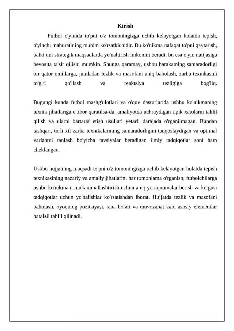 Futbol o'yinida to'pni o'z tomoningizga uchib kelayotgan holatda tepish 3