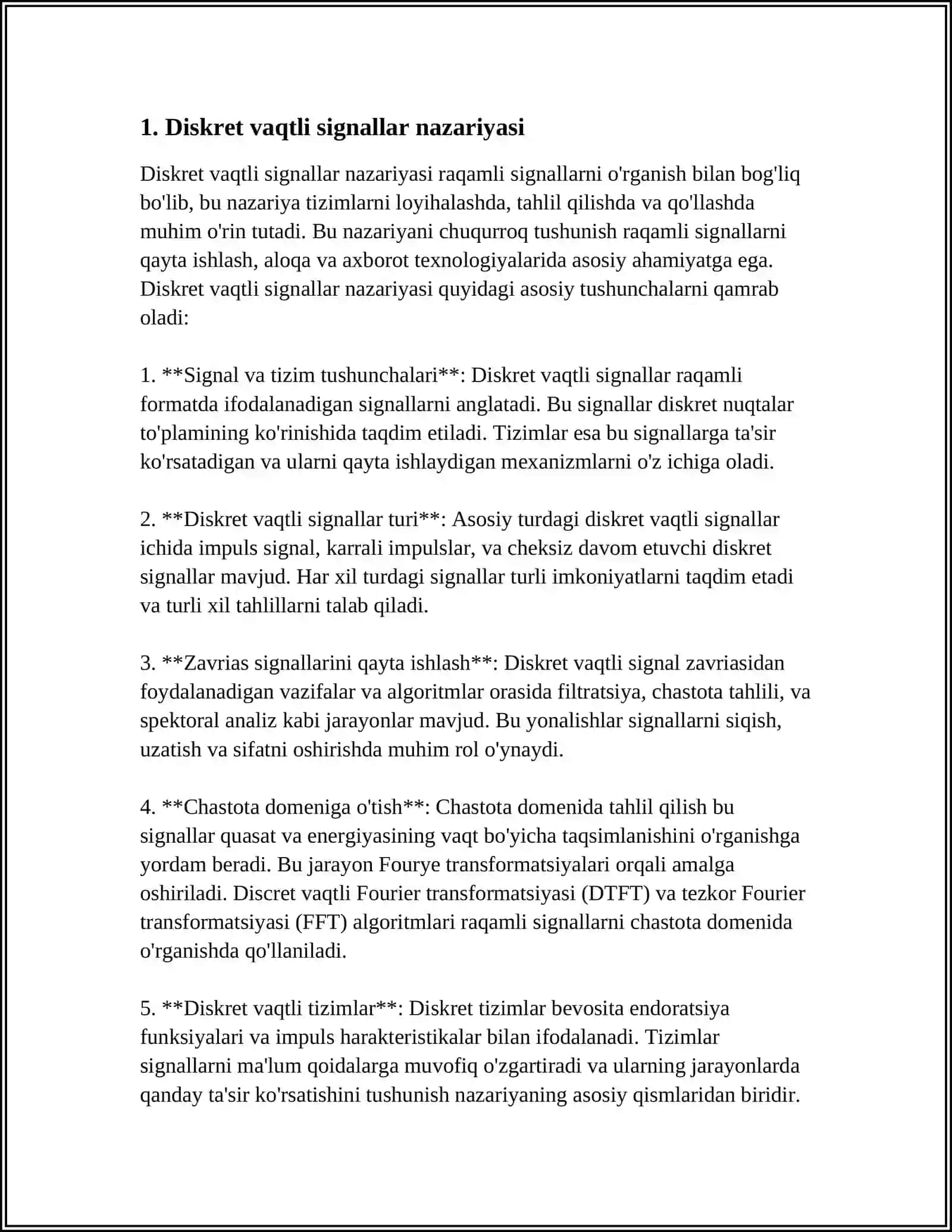 Diskret vaqtli signallar nazariyasi 3