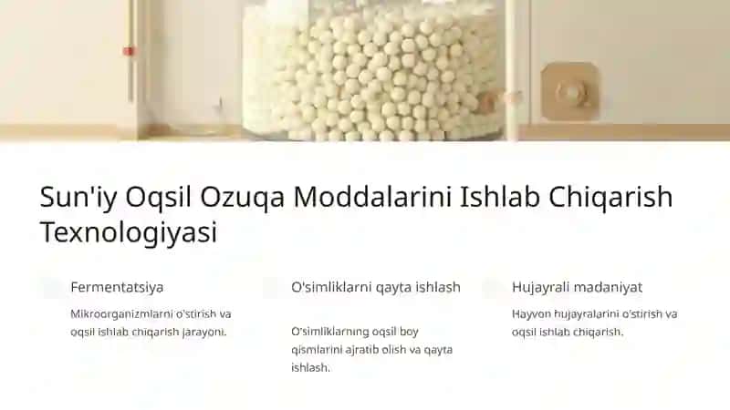 Sun'iy Oqsil Ozuqa Moddalari: Kelgusidagi Imkoniyatlar 3