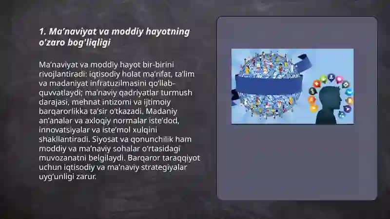 Jamiyat, inson va maʼnaviyat:Moddiy va maʼnaviy hayot mushtarakligi 3