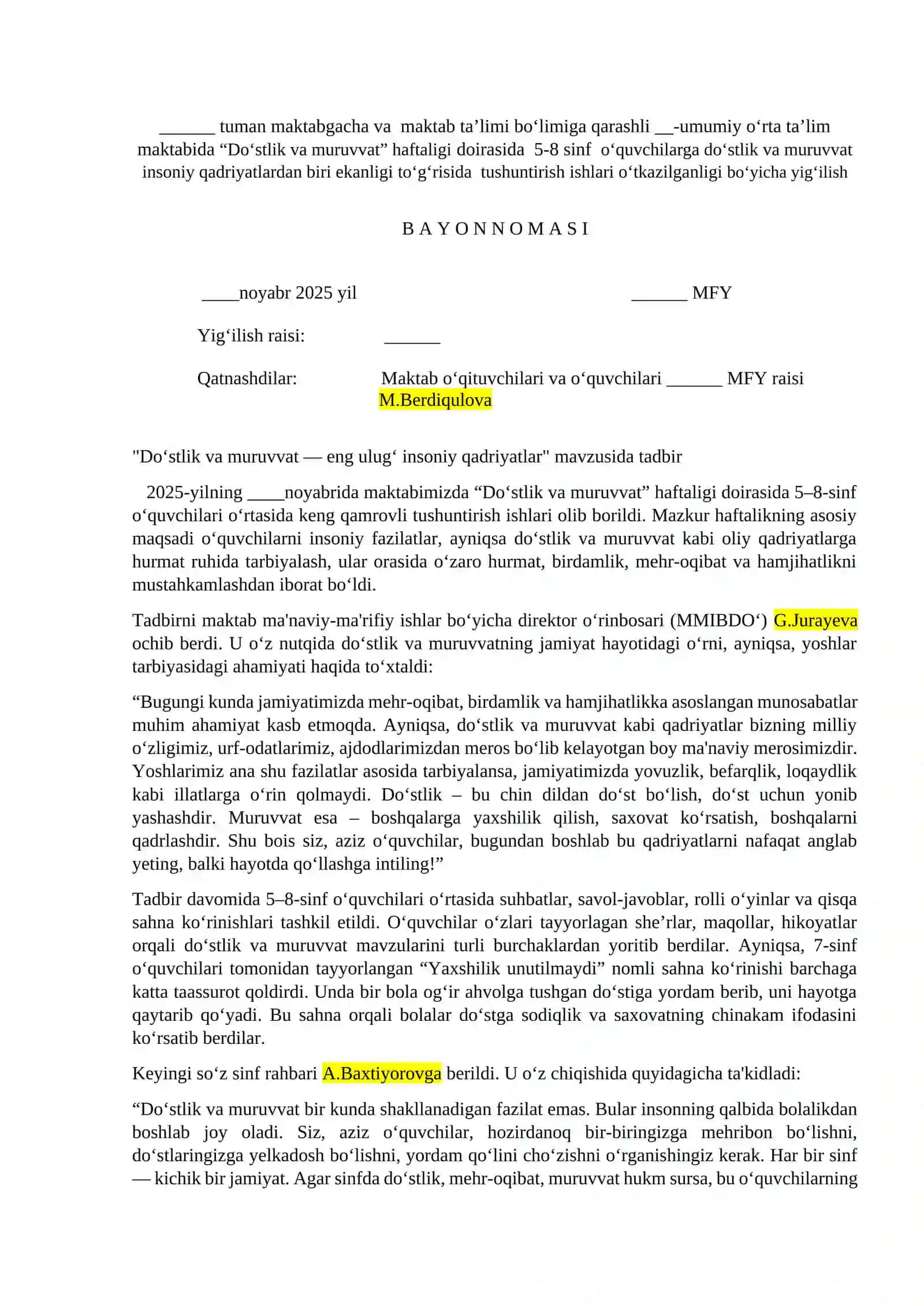 Do‘stlik va muruvvat 3