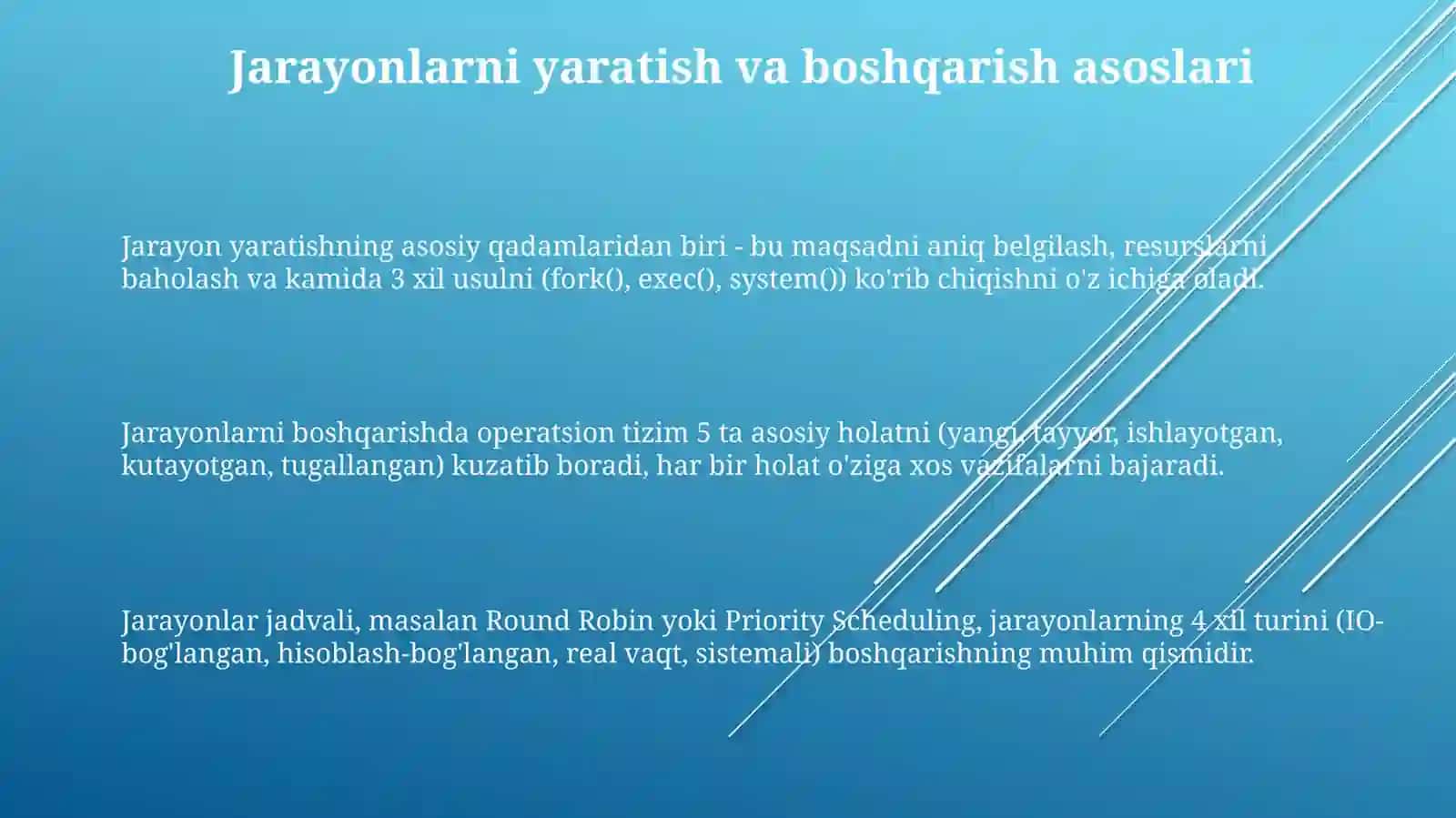 Jarayonlarni yaratish va boshqarish 3
