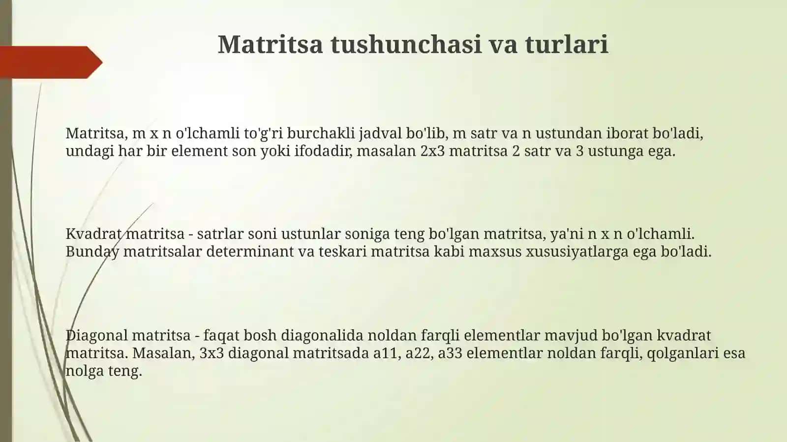 Matritsalar va ular ustida amallar 3