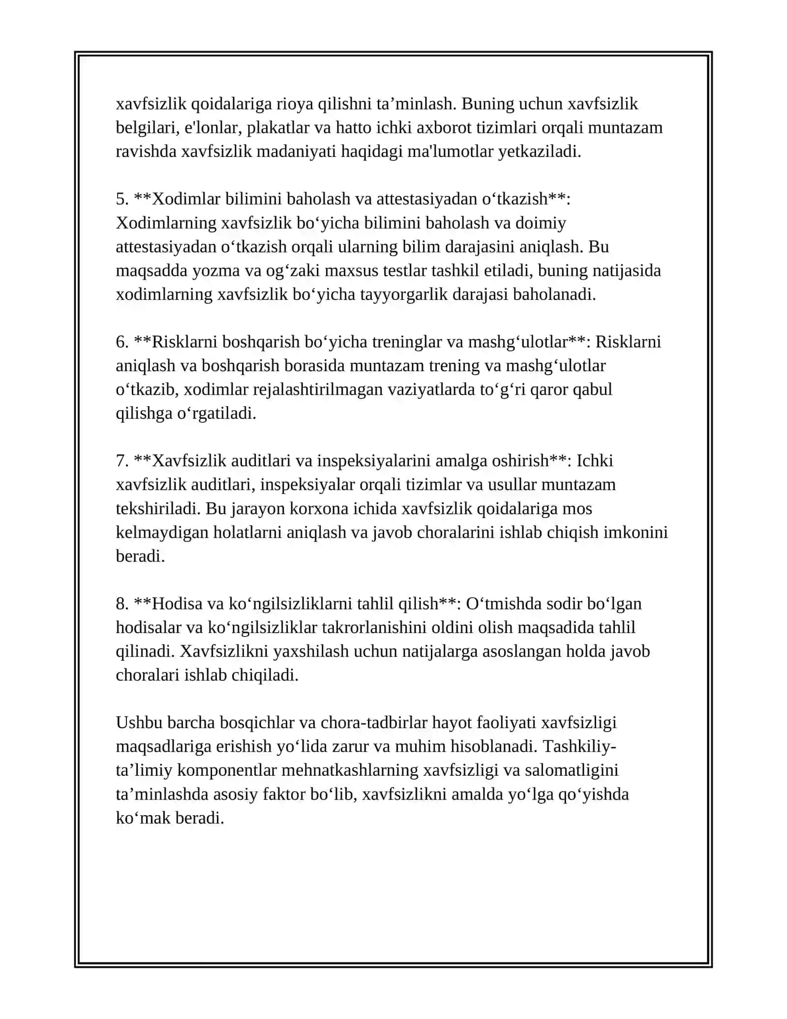 HAYOT FAOLIYATI XAVFSIZLIGI TARKIBIY QISMLARI VA ULARNING TEKSHIRISH OBYEKTLARI 3
