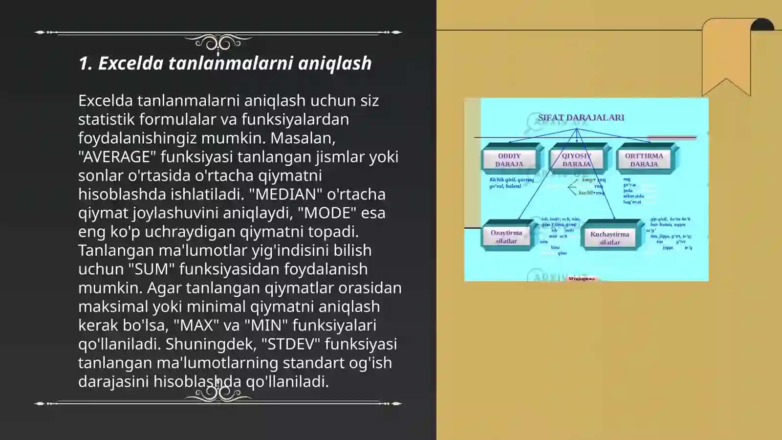 Excel dasaturi yordamida tanlanmani taxlil qilish 3