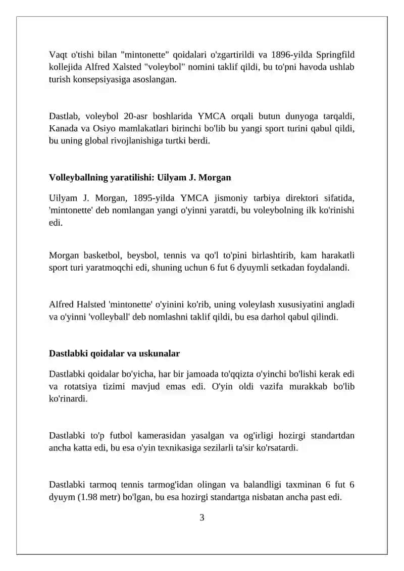Voleybol o'yinining vujudga kelishi va rivojlanishi 3