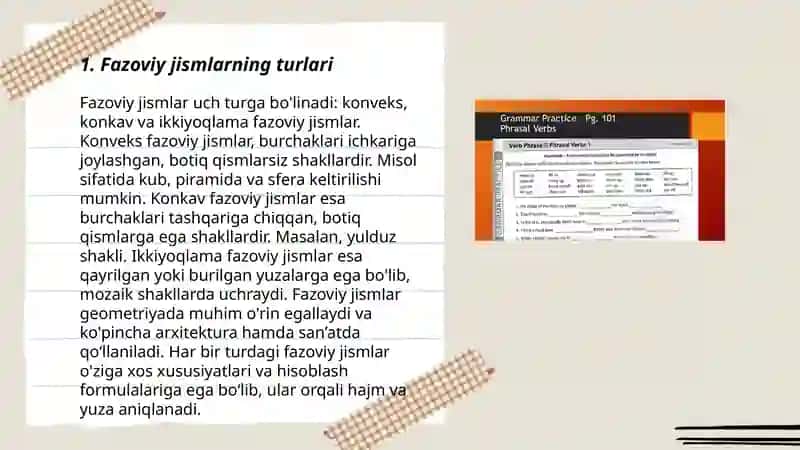Fazoviy jismlar sirtining yuzi va hajmini òqitish metodikasi 3