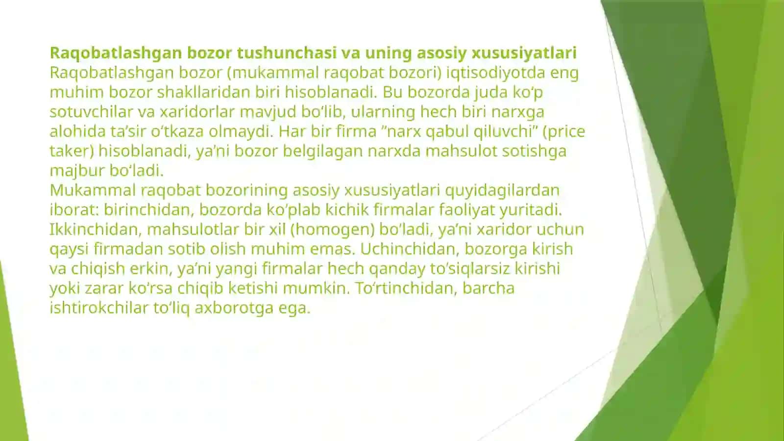 Raqobatlashgan bozorda qisqa muddatli oraliqda firma foydasini maksimallashtirish va uning taklif 3