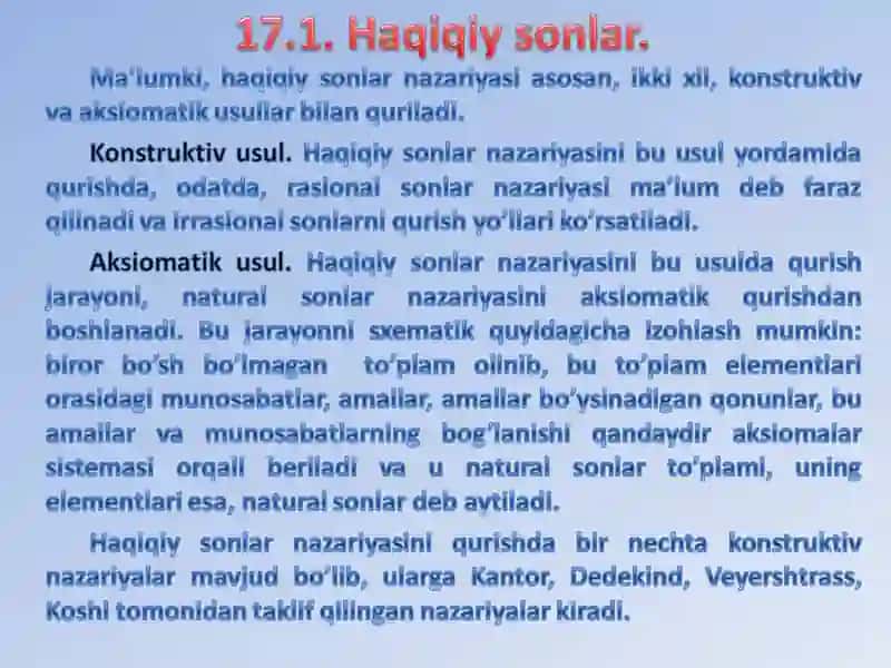 Oliy matematika: Haqiqiy sonlar to‘plami (Oliy matematika slayd taqdimot) 3