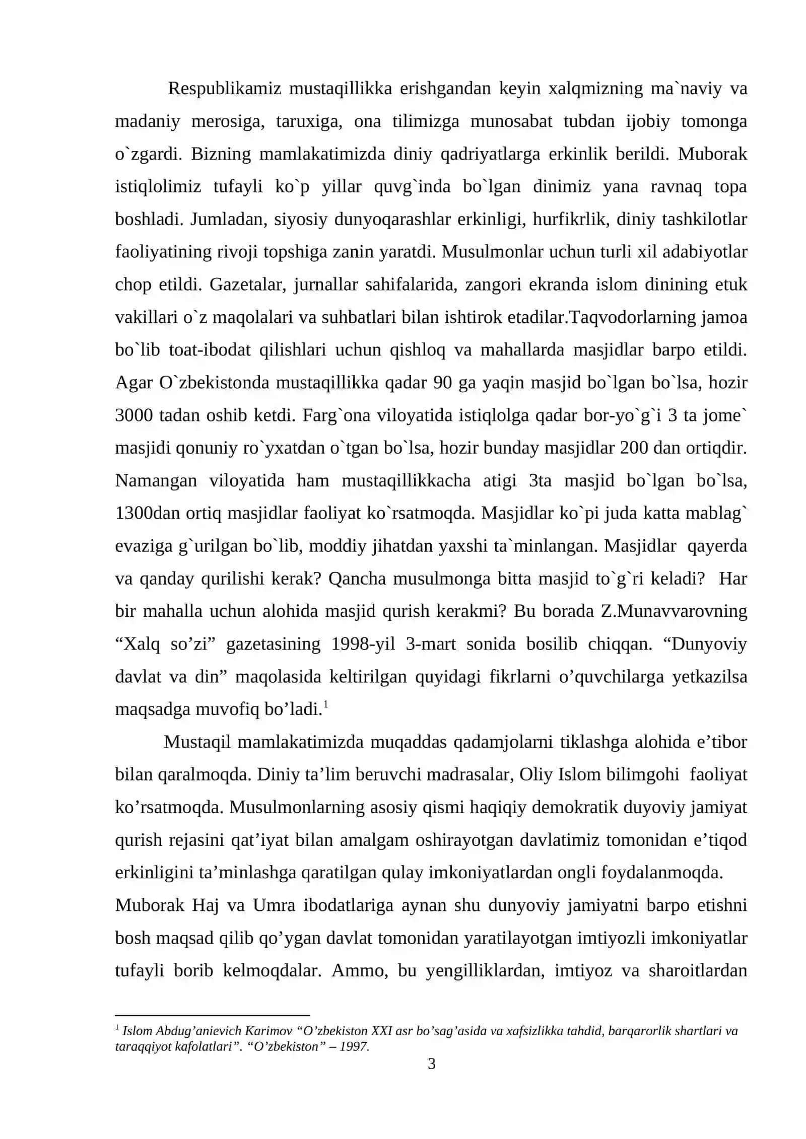 Milliy manfaatlar ustuvorligining o'sib borishi I.A. Karimov O`zbekistonning birinchi prezidenti 3