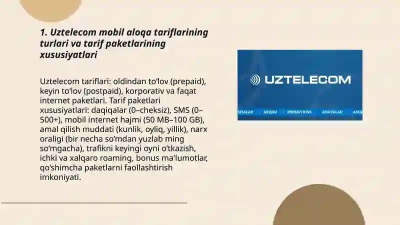 Uztelecom mobil aloqa tariflari va savdo shaxobchalariga mukofot pullari haqida 3