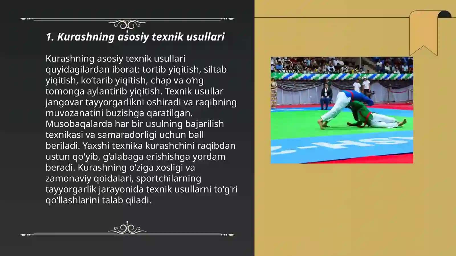 Kurash boyinsha texnikaliq usullardin orinlaniwi haqqinda tusinik 3