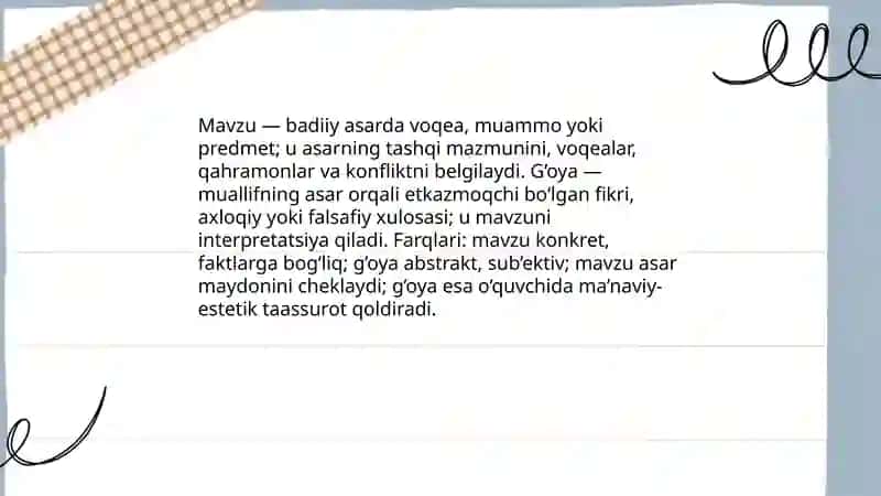 Badiiy asarda mavzu va g’oya 3