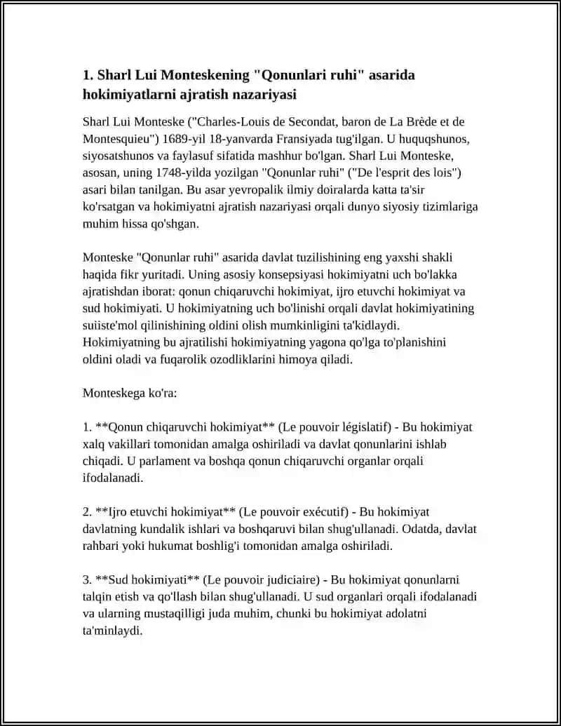 Sharl Lui Monteskening "Qonunlari ruhi" asari 3
