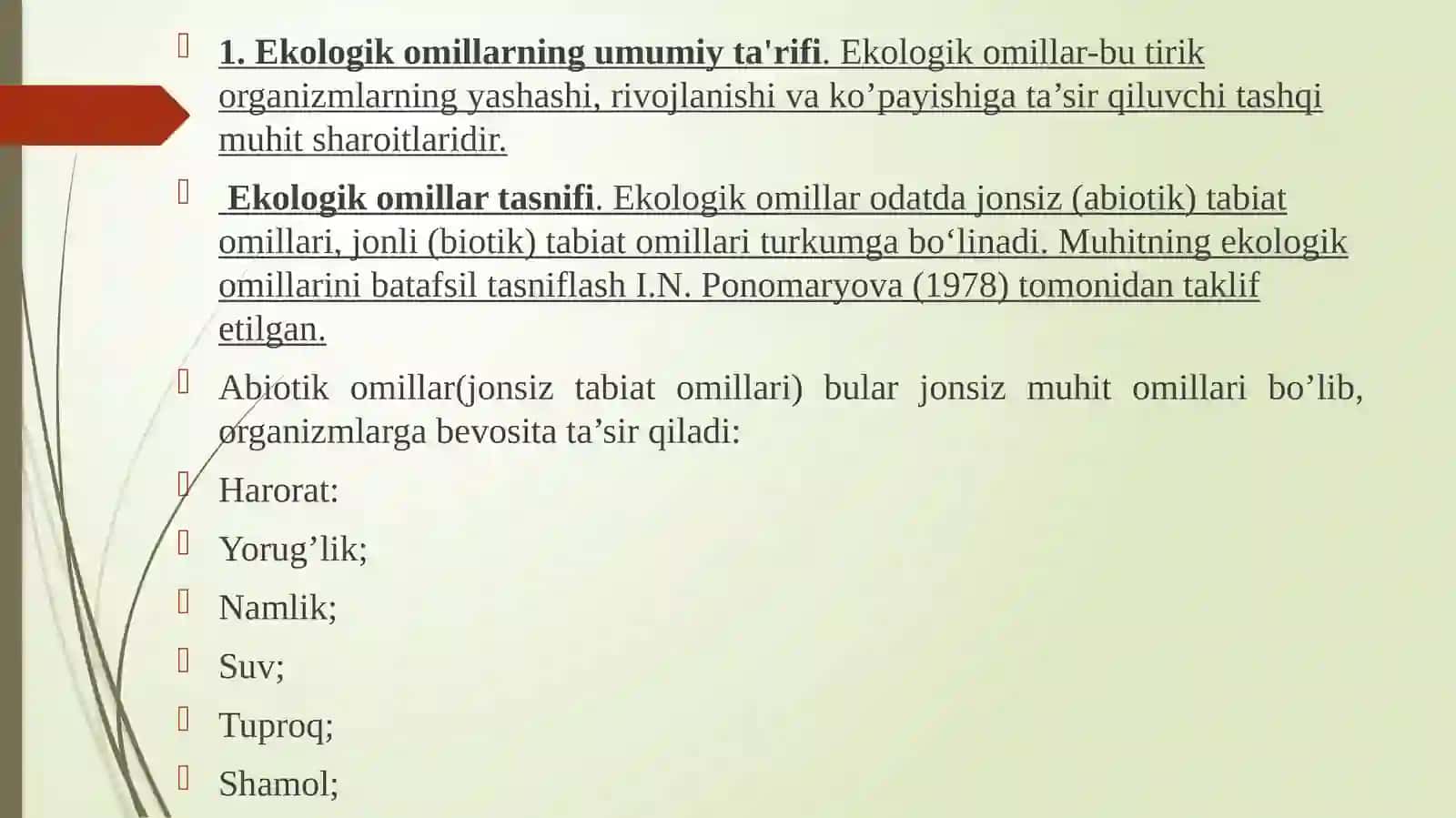 EKOLOGIK OMILLAR.MUHIT VA MOSLANISH TUSHUNCHALARI 3