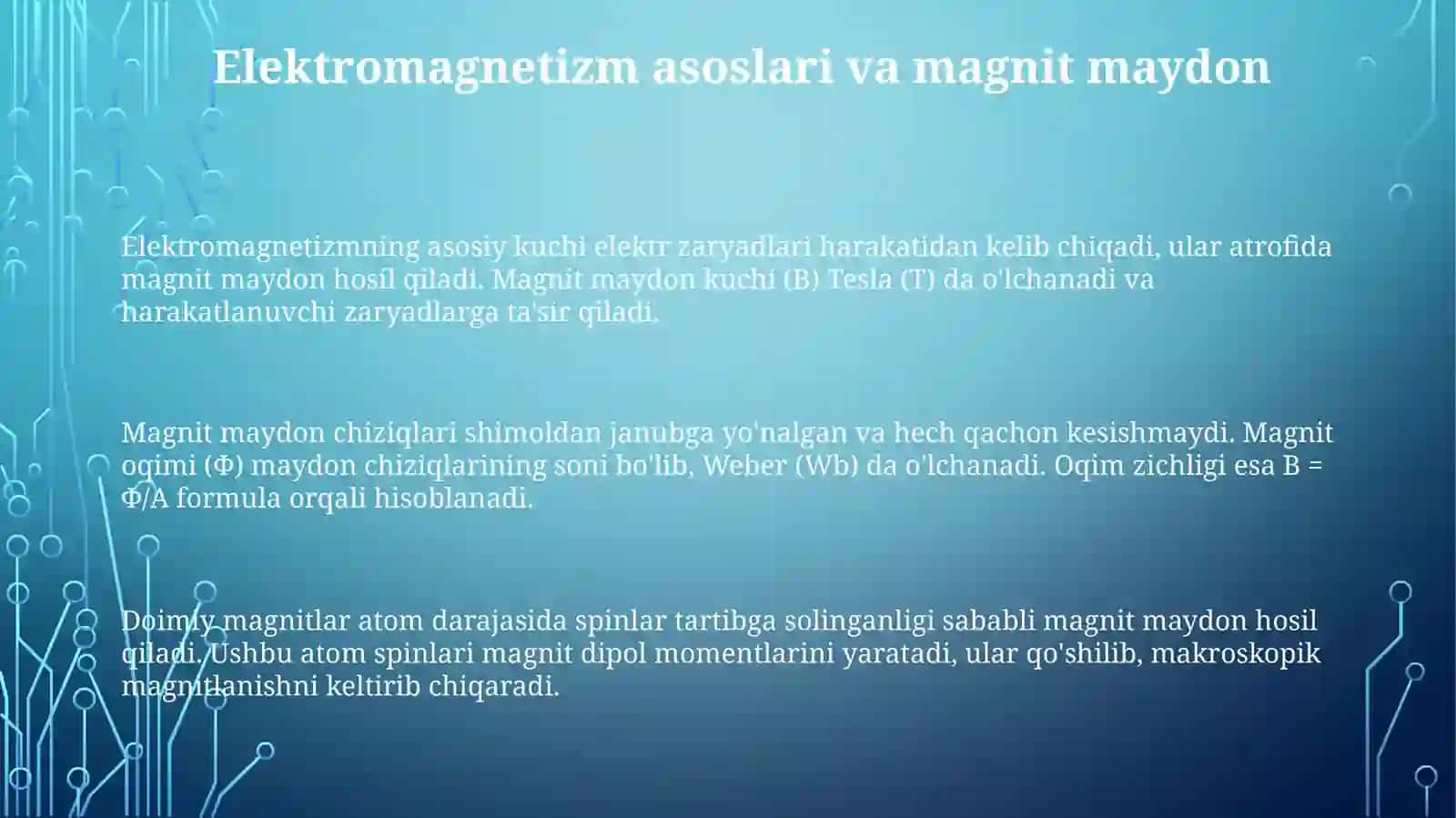 Elektromagnetizm, magnit zanjirlari 3