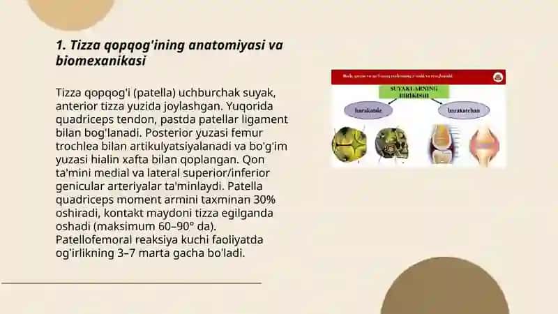 Tizza qopqog'ini sinishi va tizza bo'g'imi artritiKlinikasi. Davolash. Klassifikatsiyasi 3