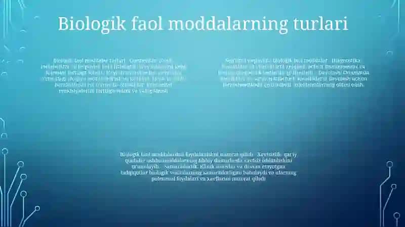Biologik Faol Moddalarning Ishlatilishidagi Nazorat 3