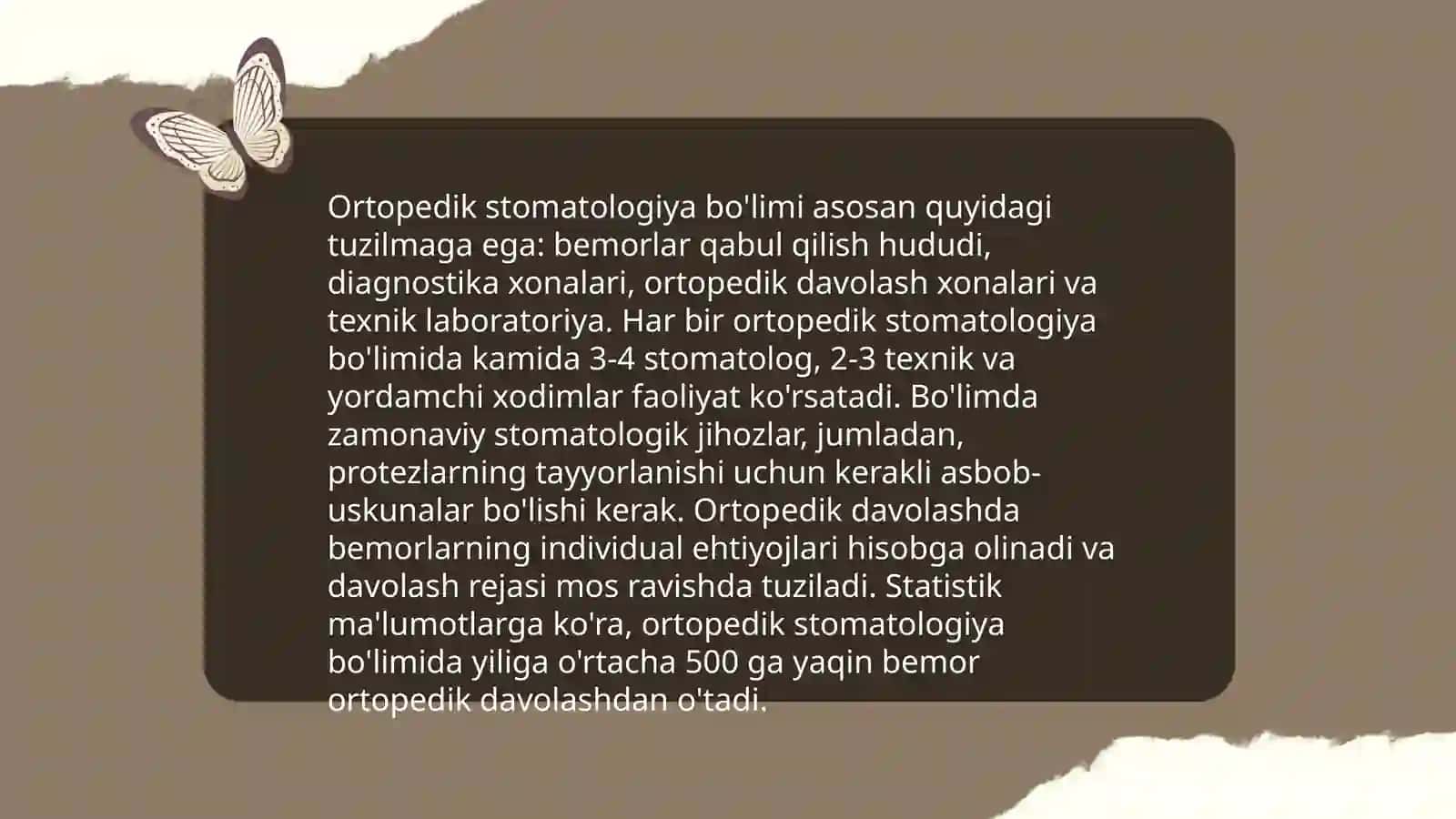 Ortopedik stomatologiya klinikasi,bo’lim va xonani tashkil etish va jihozlash 3