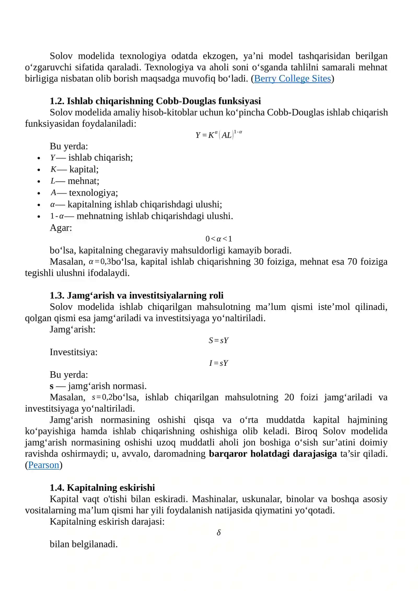 Solov iqtisodiy o‘Sish modelining asosiy ko‘rsatkichlarini hisoblash va natijalarini sharhlash 3