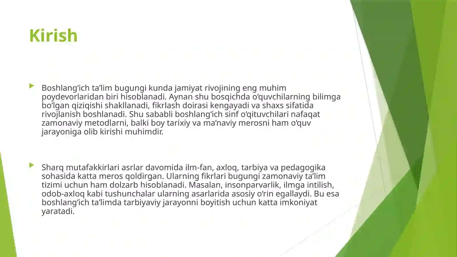 BOSHLANG‘ICH TA’LIM FANLARINI O‘QITILISH JARAYONIDA SHARQ MUTAFAKKIRLARI MEROSIDAN FOYDALANISH 3