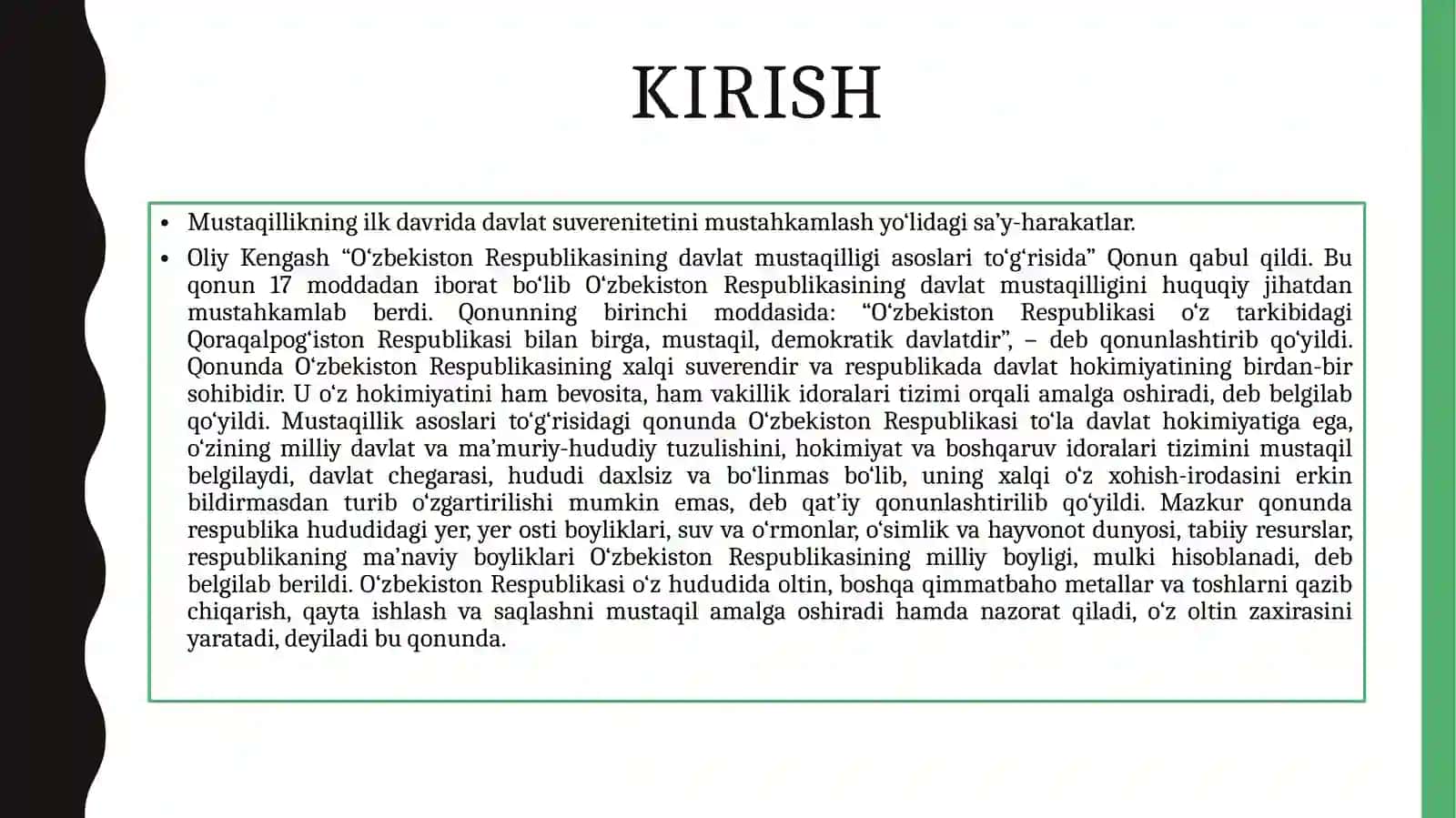 Mustaqillikning ilk davrida davlat suverenitetini mustahkamlash yo‘lidagi sa’y-harakatlar. 3