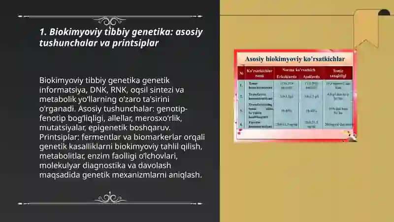 Biokimyoviy usul. Tibbiy genetikada qōllaniladigan biokimyoviy tahlil 3