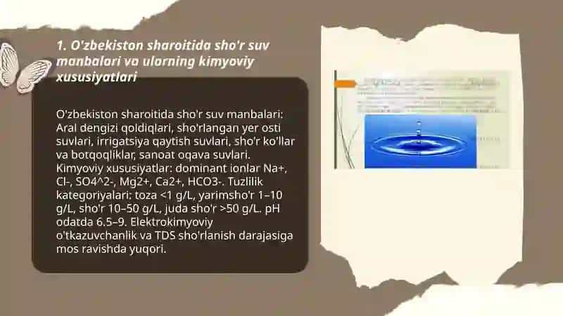 O'zbekiston sharoitida sho'r suvlarni chuchuklashtirish g'oyasini yaratish 3