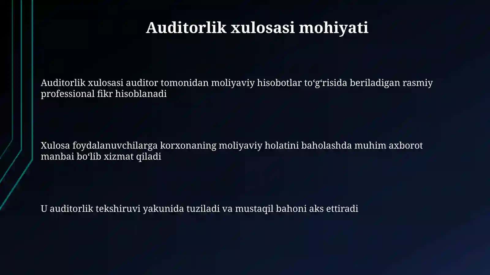Auditorlik xulosasining xalqaro standartlari 3