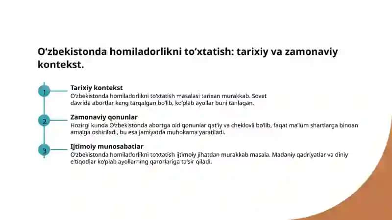 Oʻzbekistonda homiladorlikni toʻxtatish masalasi 3
