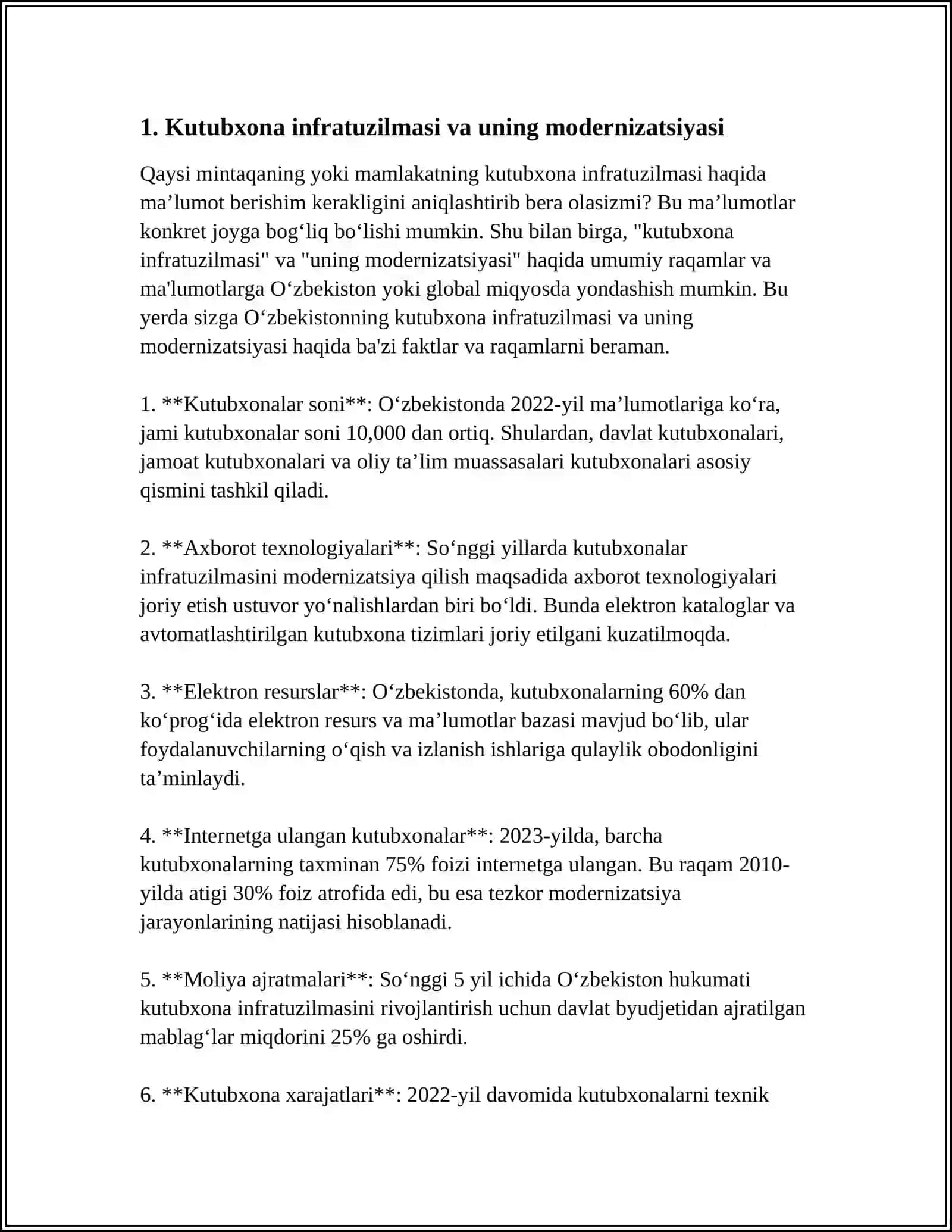 O'ZBEKISTON RESPUBLIKASI DAVLAT BOLALAR KUTUBXONASI FAOLIYATI VA KELAJAK ISTIQBOLLAR 3