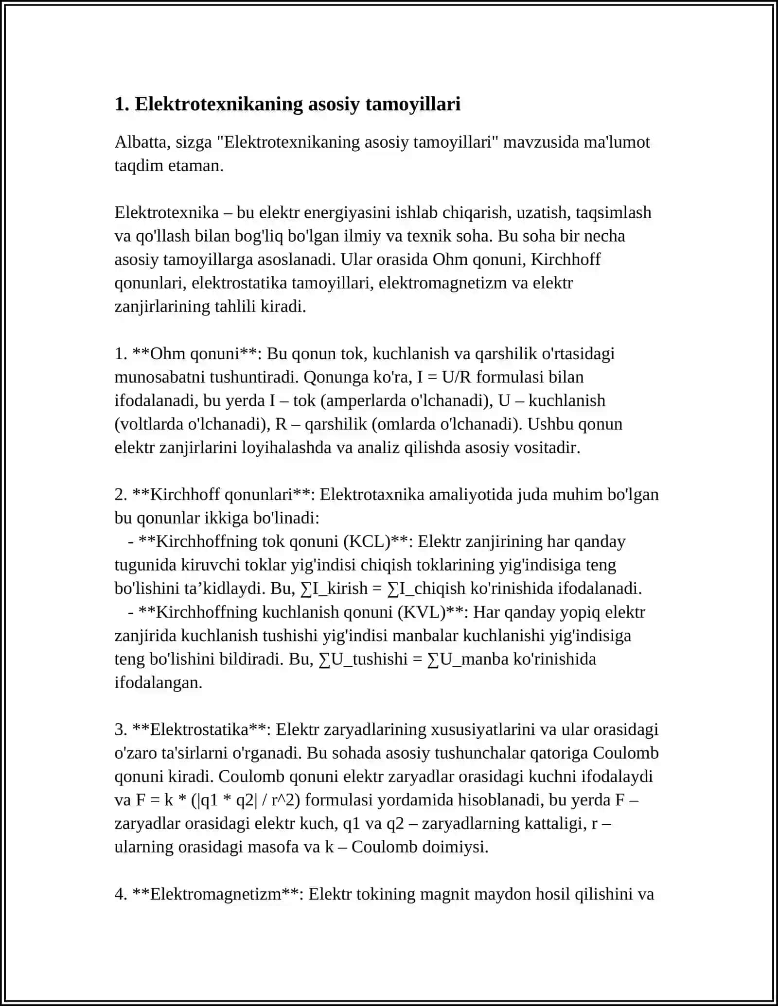 Elektrotexnikaning asosiy tamoyillari 3
