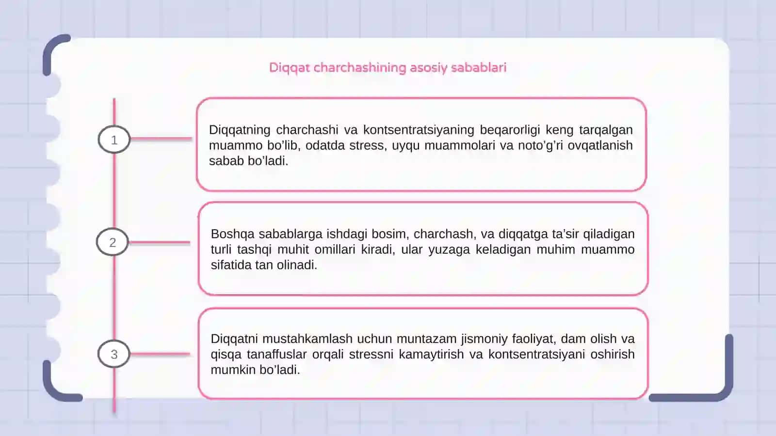 Diqqatning charchashi va kontsentratsiyaning beqarorligi 3