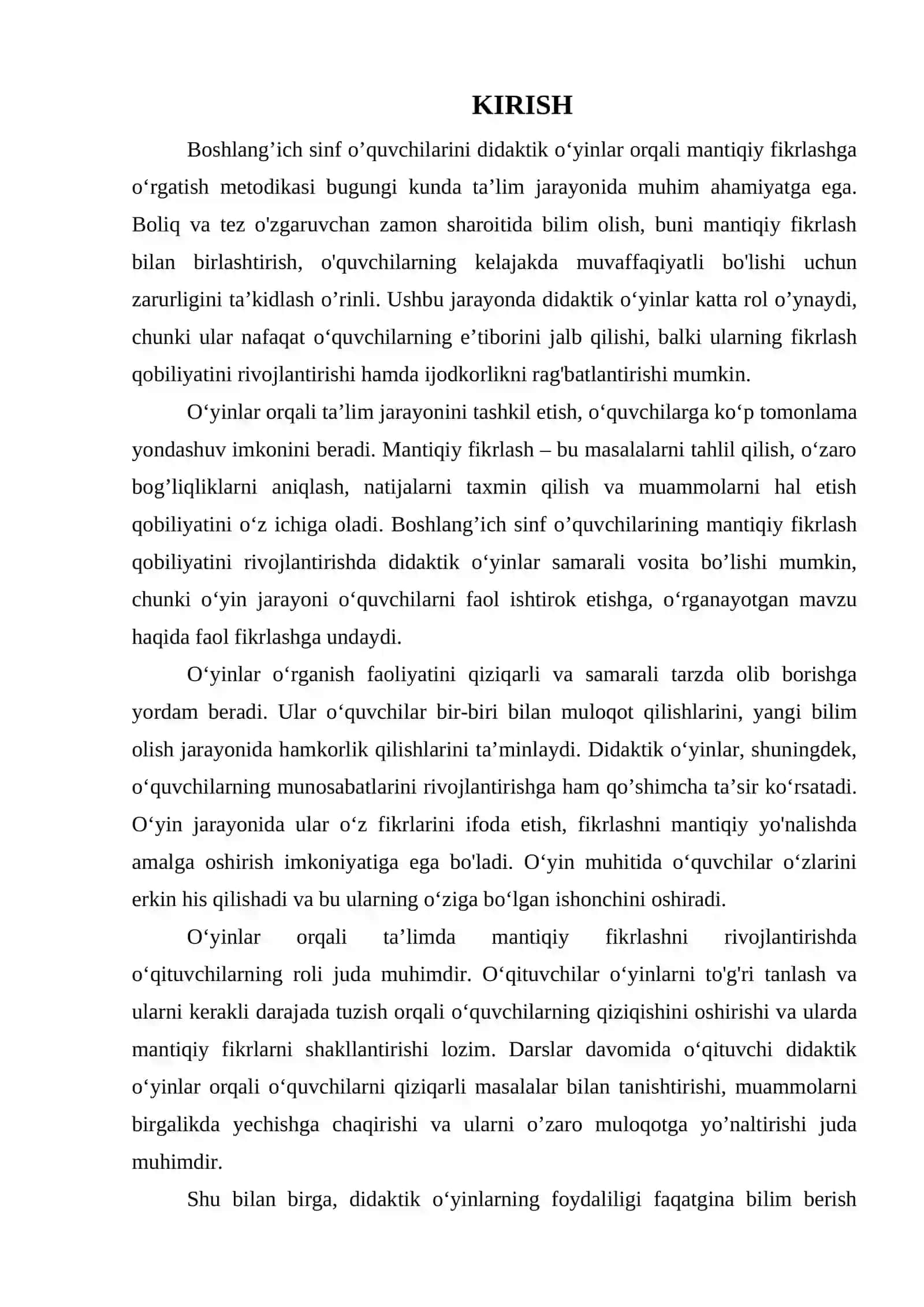BOSHLANG’ICH SINF O’QUVCHILARINI DIDAKTIK O‘YINLAR ORQALI MANTIQIY FIKRLASHGA O‘RGATISH METODIKASI 3