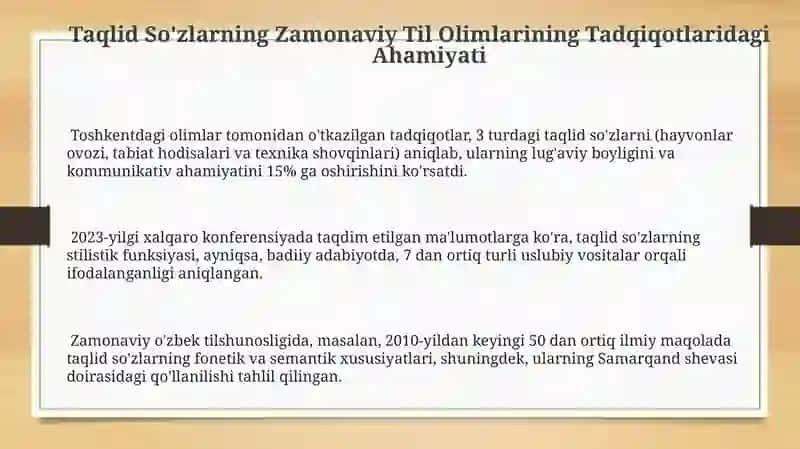 Taqlid soʻzlarga oid tadqiqotlar tahlili 3