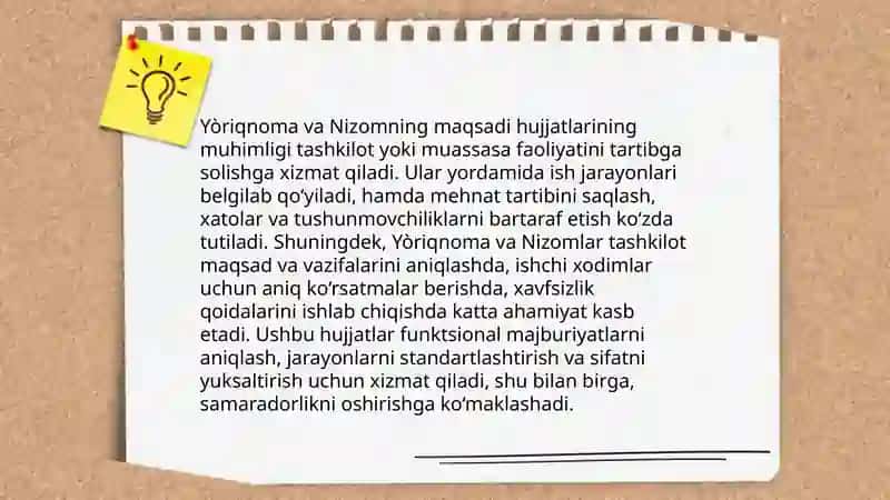 Yòriqnoma va Nizomning maqsadi 3