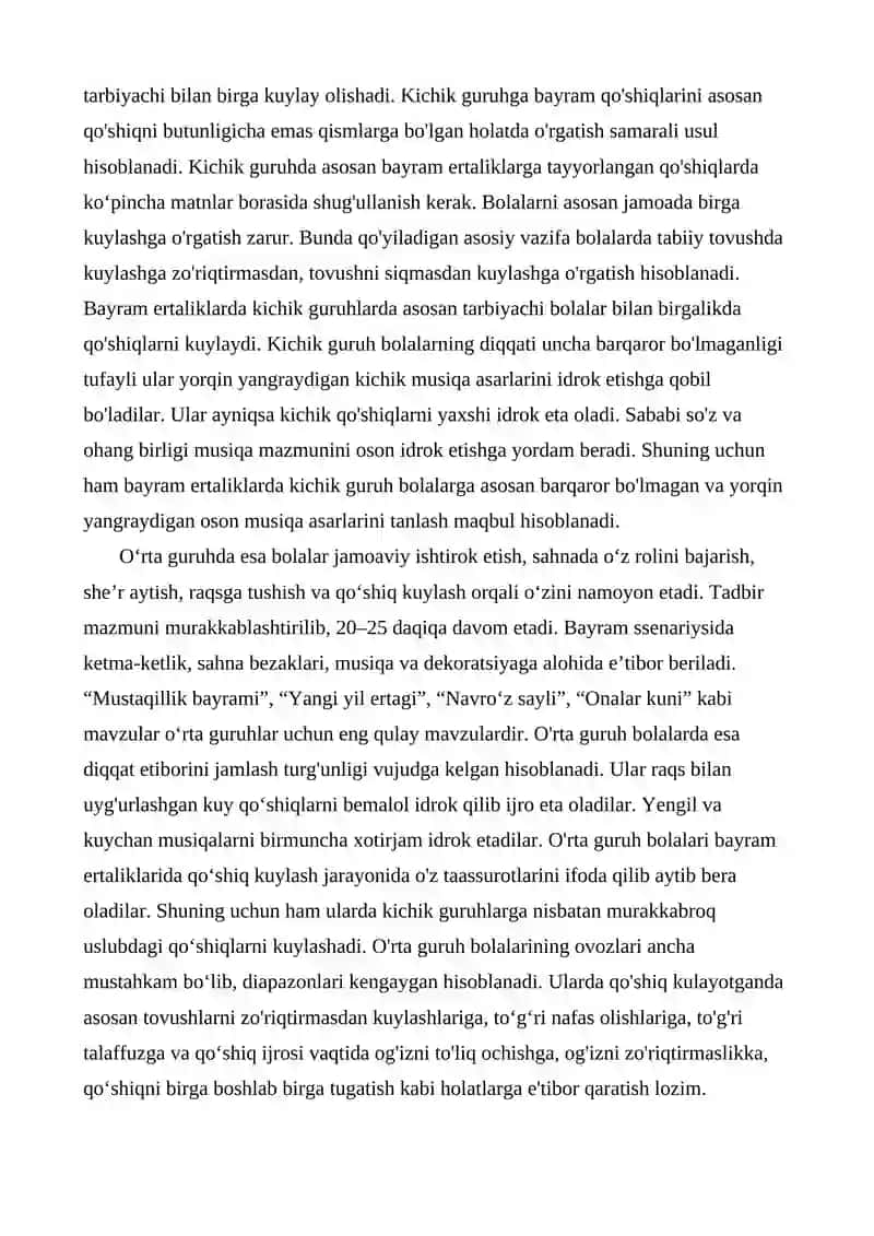 MTTda kichik, o‘rta va katta guruhlarda bayram ertaliklarini mazmunli tashkil etish, dinamik belgilar. 3