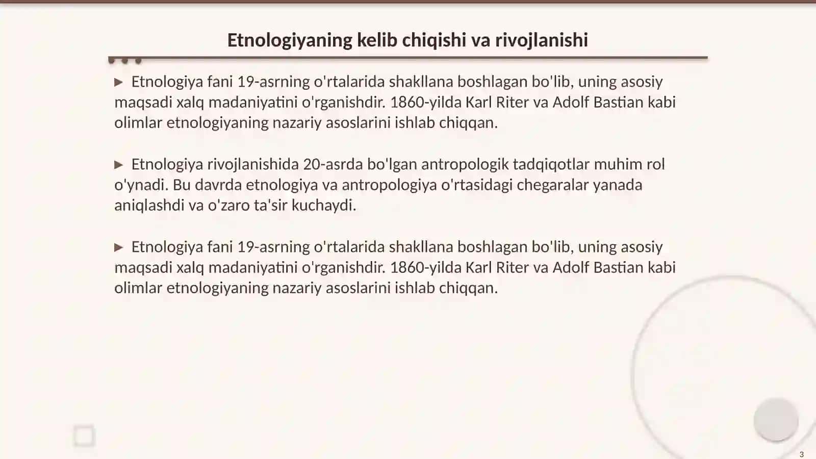Etnologiya fani tarixi umumiy tavsifi ilmiy adabiyotlar tavsifi 3