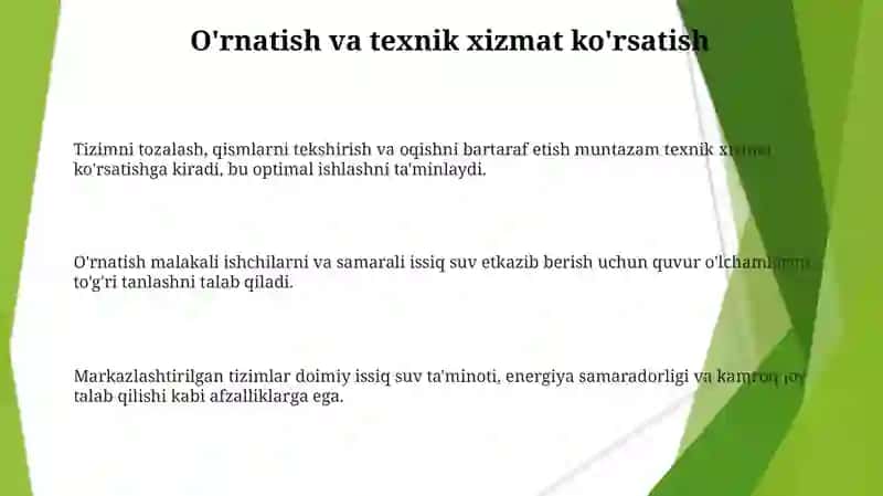 Markazlashtirilgan issiq suv taminoti tizimlari 3