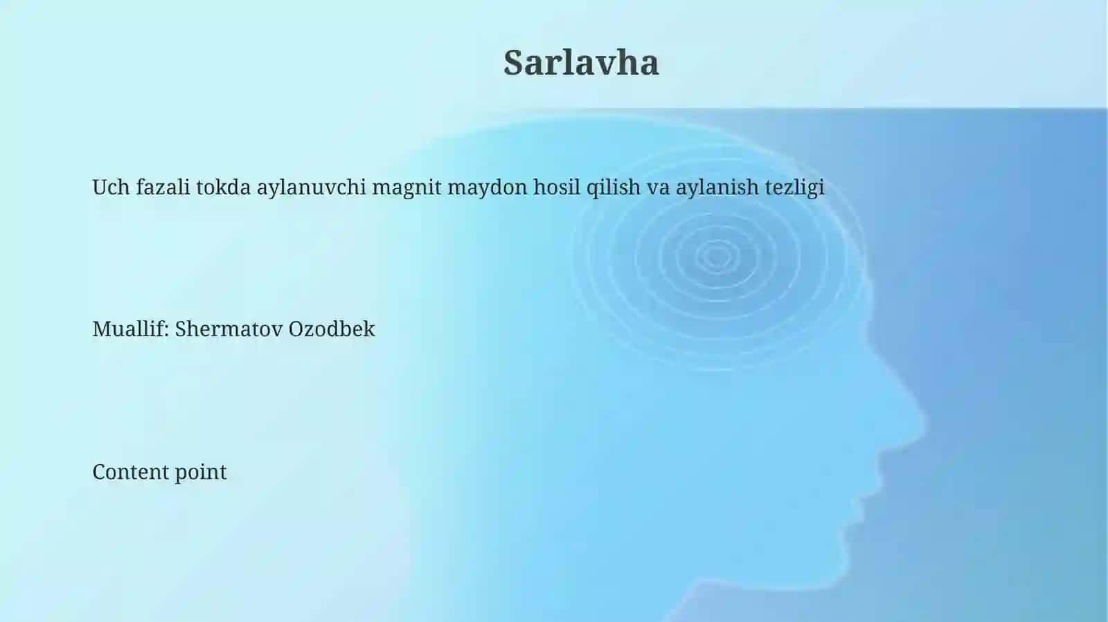 Uch fazali tokda aylanuvchi magnit maydon hosil qilish va aylanish tezligi 3