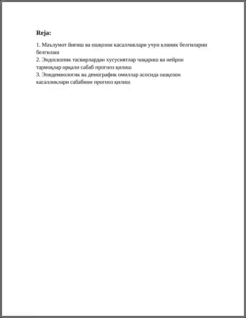 МАШИНАЛИ УКИТИШ ЁРДАМИДА ОШКАЗОН КАСАЛЛИКЛАРИ САБАБИНИ ПРАГНОС КИЛИШ 3