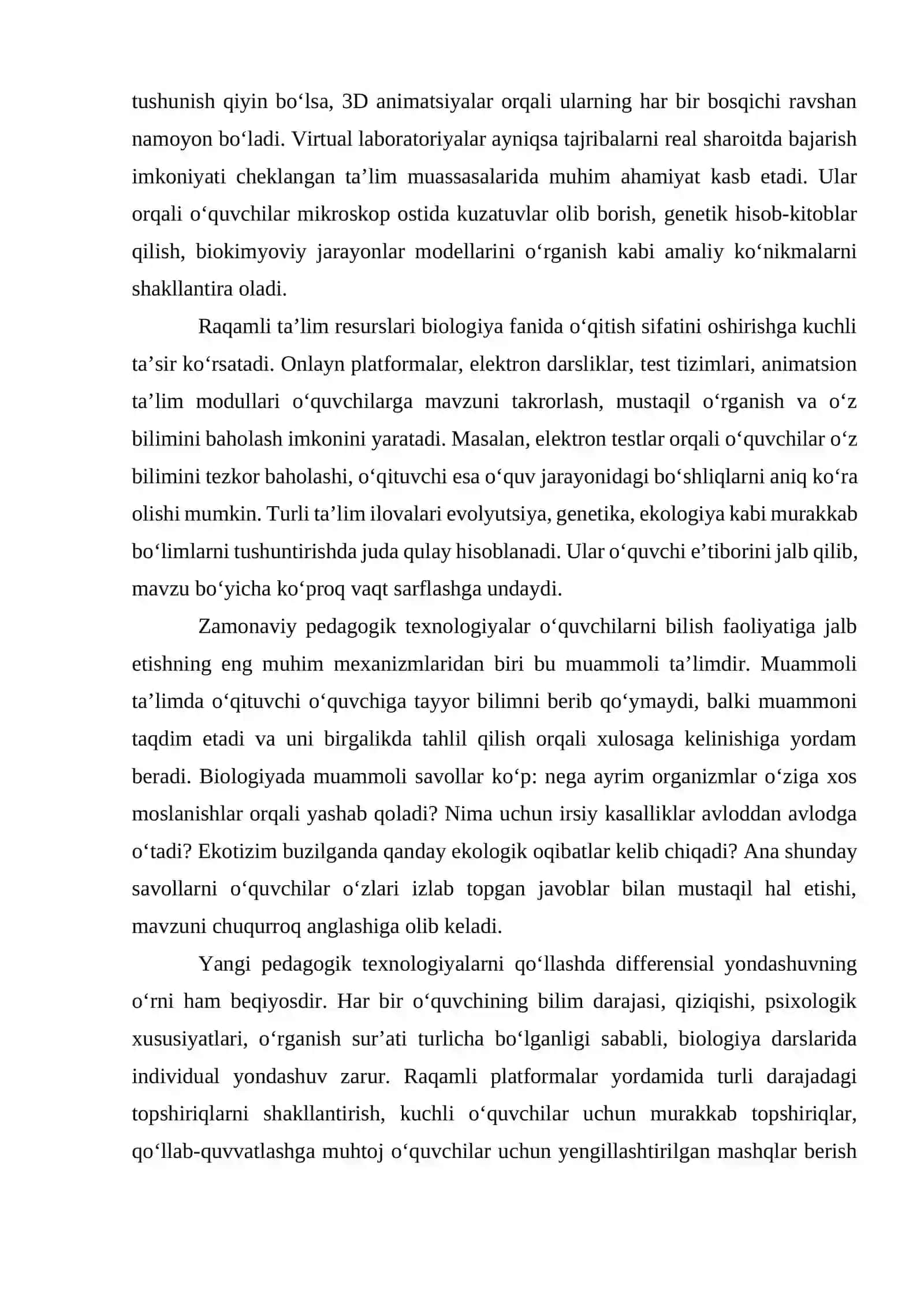 Biologiya fanini o'qitishni takomillashtirish yo'llari 3