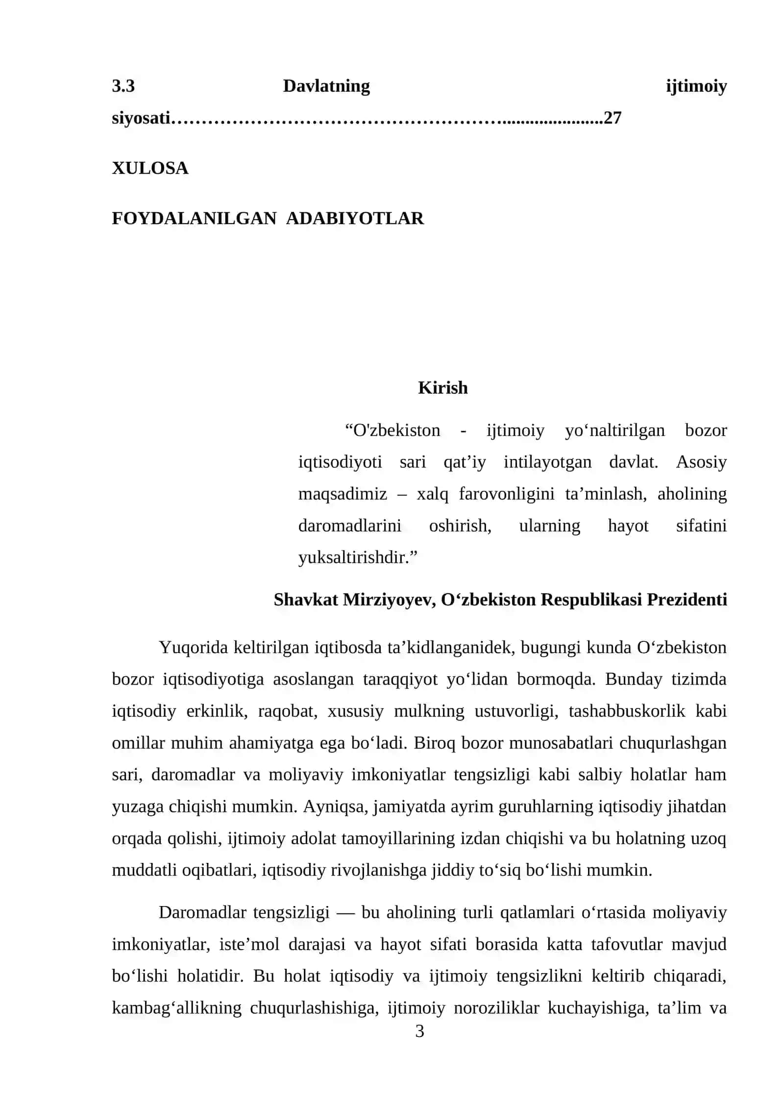 «IQTISODIYOT NAZARIYASI» FANIDAN K U R S I SH I 3