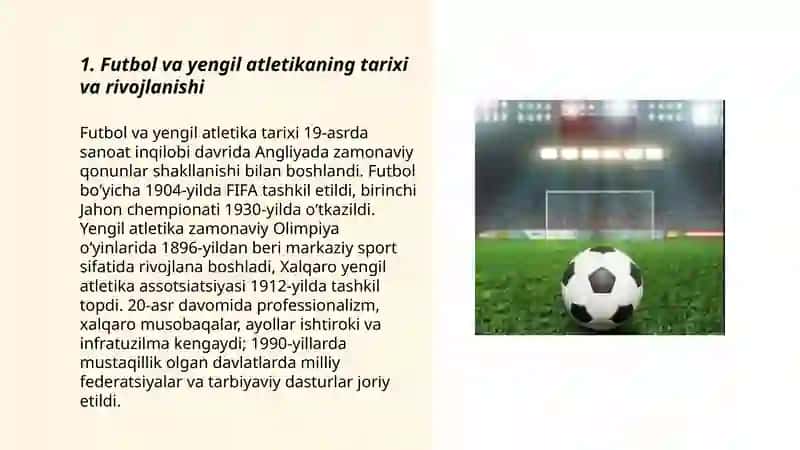 Futbol va yengil atletika boʻyicha taqdimot 3