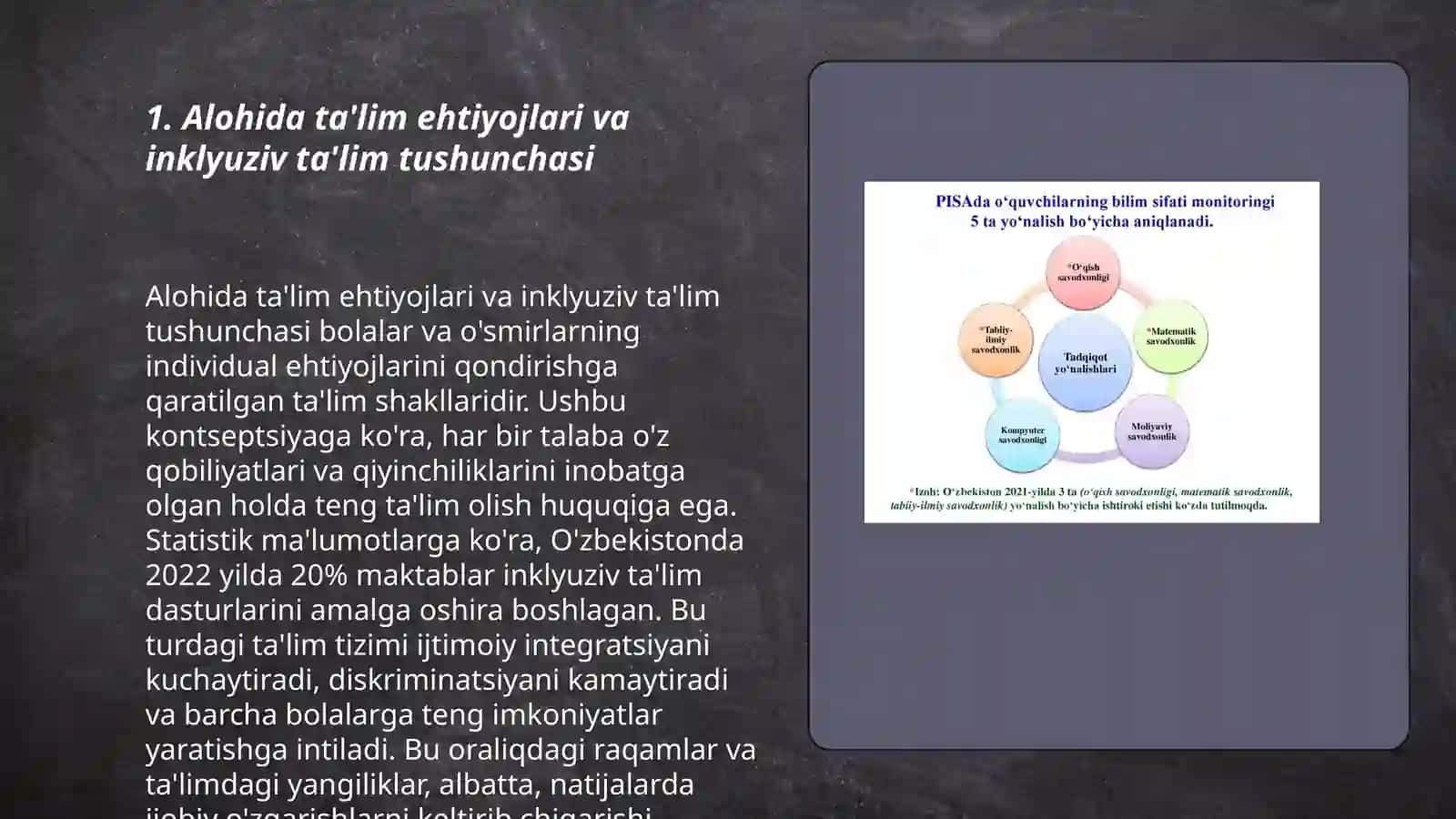 Alohida talim ehtiyojlari bolgan shaxslarni inklyuziv talim konsepsiyasining mohiyati va asosiy qoidalari 3